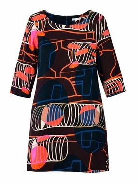 White Stuff abstract shift dress Size Medium three quarter sleeve Office